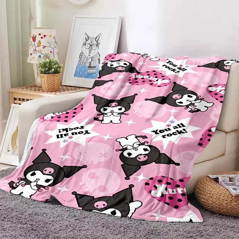 Hellor Kitty Kuromi Printed Blanket Kids Adult Blanket Soft and Warm Bedding for Bed Sofa Outdoor Travel Cover Blanket