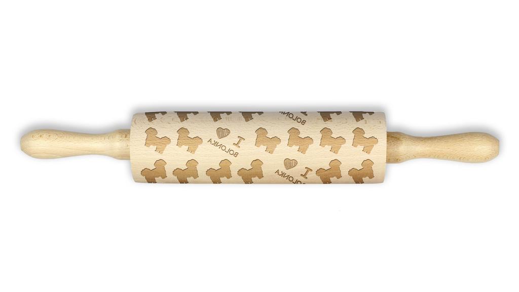Bolonka, Russian Tsvetnaya Bolonka – Rolling pin for dough with a dog, patterned rolling pin for ceramics | Art-Dog