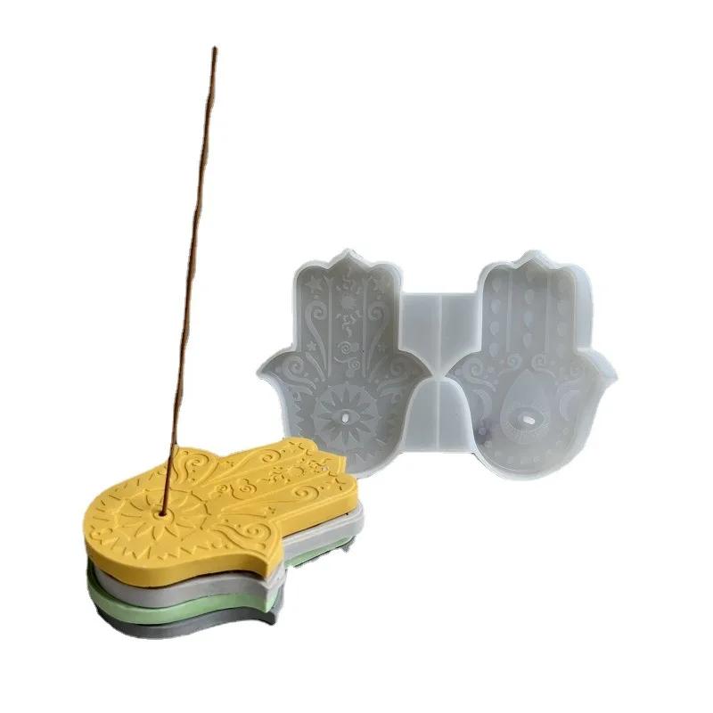 

Двухкамерная силиконовая форма для ладони Рука Цемент Ароматерапия Подставка Лоток DIY Бетонная подставка Ручная работа Форма