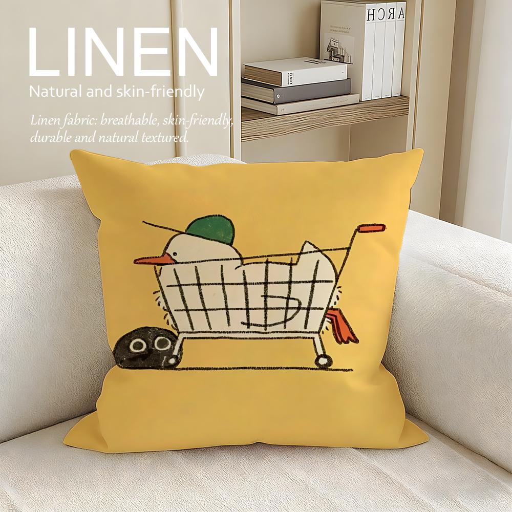 Cute SSEBONG Cushion Cover Linen Decorative Pillowcase Set Pcs x x x Breathable Washable Sofa Cushion Cover