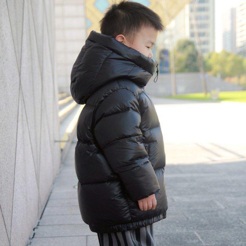Kids' Winter Black Gold Thick Hooded Coat - Warm Short Jacket for Boys & Girls