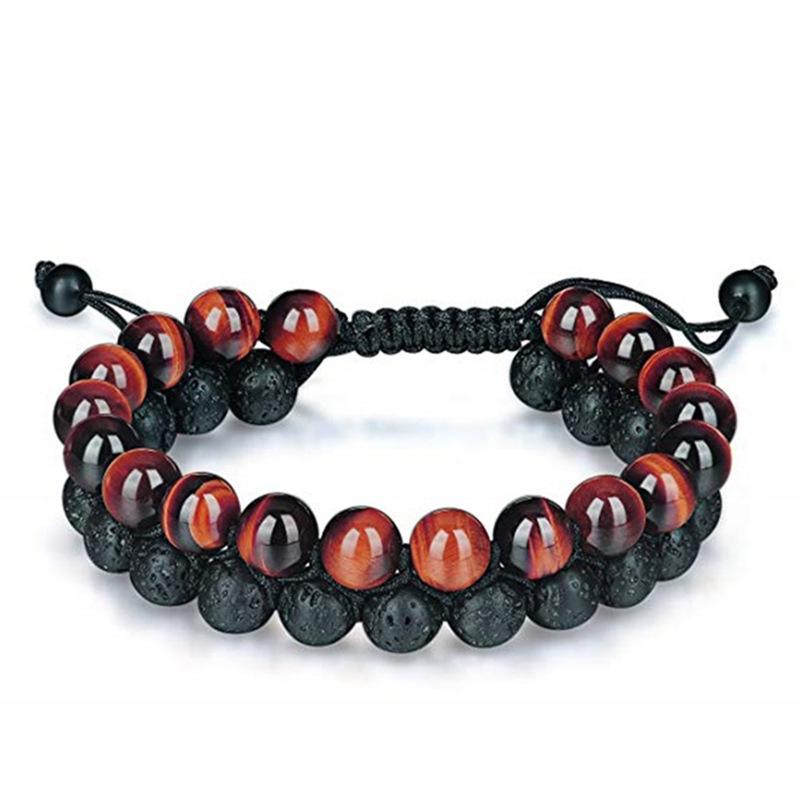JYL TS Bracelet Essential Oil  Dual Layer Design Absorbs Positivity & Aroma Red Tiger Eye темные пастельные красный