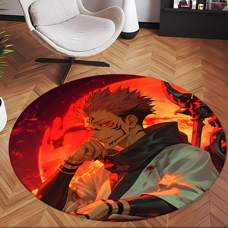 Ryomen Sukuna (1) Round Office Rug Decorative Floor Rug for Office Bedroom Living Room and Home Space