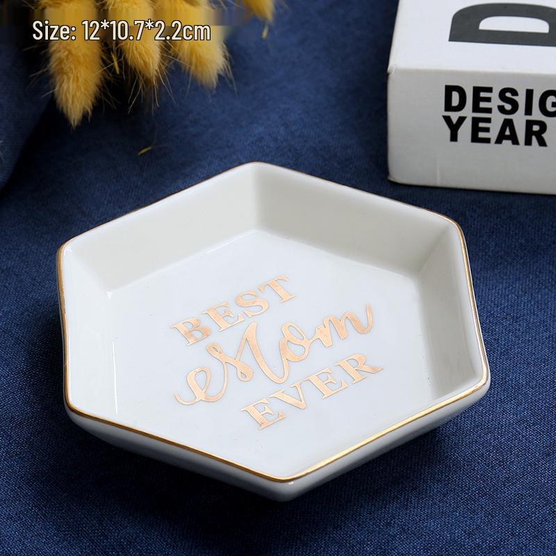 Nordic Ceramic Jewelry Dish - Square, Heart, Hexagon, Feather Shapes, Customizable Logo