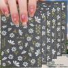 3 To 18 Sheets 3D White Daisy Nail Stickers Gold Line Flower Leaf Decals Self Adhesive Spring Nail Art