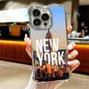 NYC New York City Soft Phone Case For iPhone 15 16 17 Air 14 Pro Max 16E Plus 13 12 Mini Plating Anti-Fall Fundas