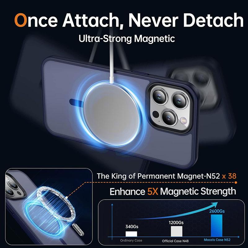 Shockproof Matte Transparent Phone Case For iPhone 15 14 13 12 11 Pro Max 15 Plus For Magsafe Magnetic Wireless Charging Cover