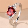 Trendy Red Purple White Zircon Love Heart Vintage Silver Color Wedding Bands Engagement Rings For Women