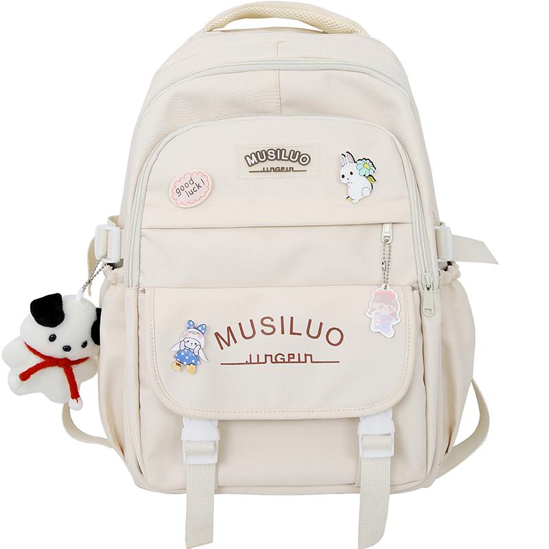 Backpack for Women Korean Version Ins Style Large Capacity Student Schoolbag Japanese Contrasting Color Cute Letter Computer Bag