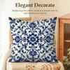 Blue Porcelain Motifs Cushion Cover Natural Linen Organic Fabric DoubleSided Printing Sofa Home Decor Gift Pillow Cover