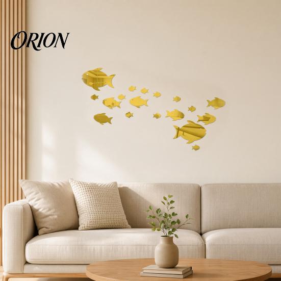 Marine Life Home Decor Fish Mirror Wall Stickers, Self Adhesive Ocean Decals, Removable Stickers 3D Art for Living Room Bedroom Bathroom Tile