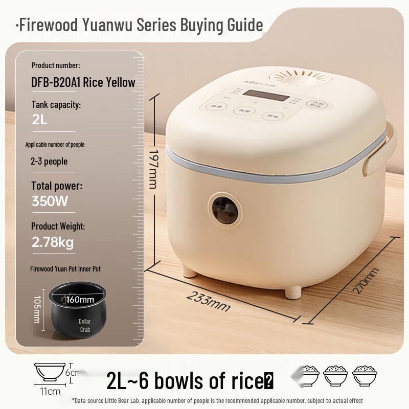 Bear 2L Smart Mini Rice Cooker CN plug (adapter included)