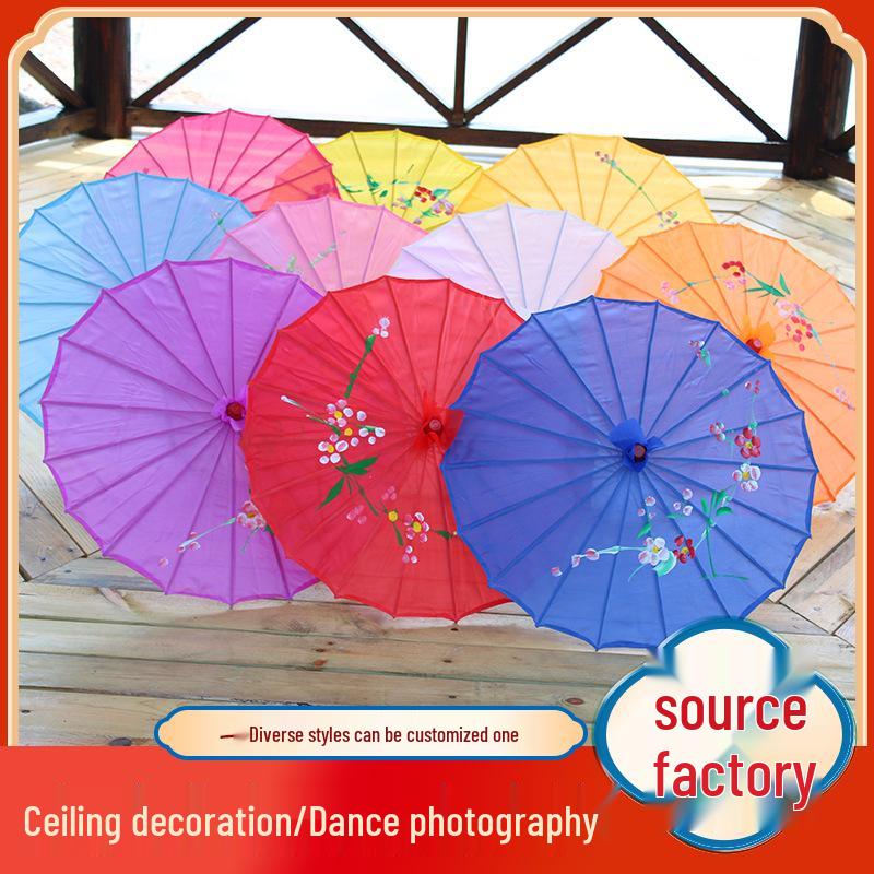 Ancient Style Silk Cloth Paper Umbrella for Dance and Cheongsam Performance - Decorative Craft Umbrella In Various Sizes for Adults and Kids
