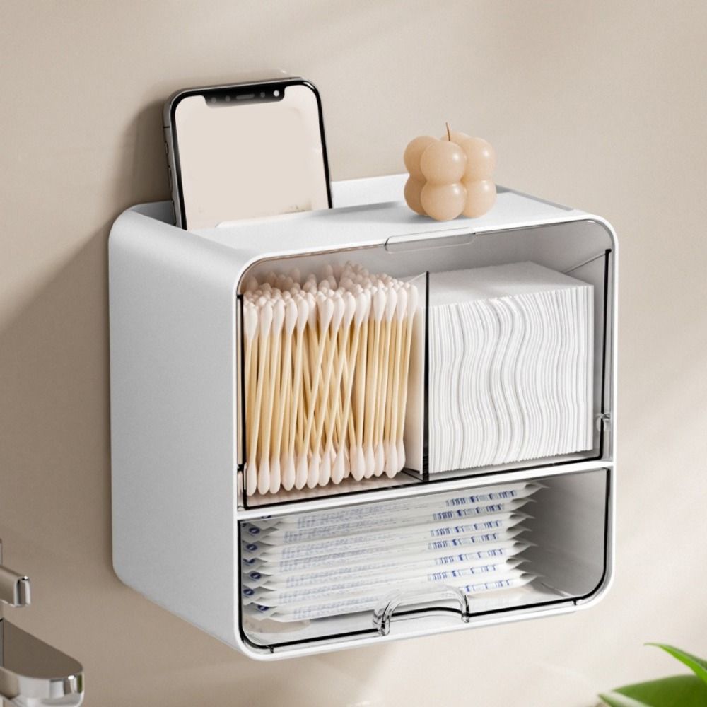 Wall-Mounted Cosmetic Storage Box Plastic Jewelry Case Durable Makeup Organizer  Bedroom
