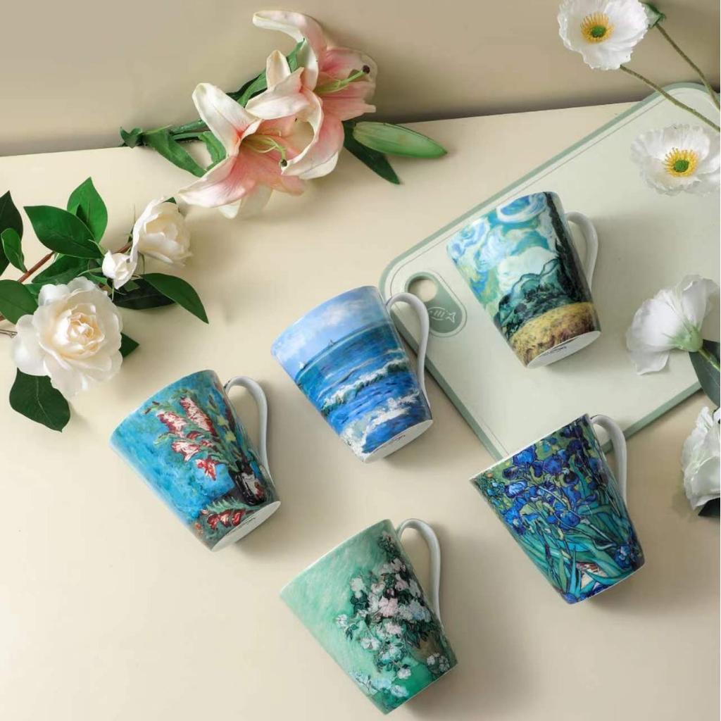 Van Gogh Monet Coffee Cup European Style Small Luxury Mug Ceramic Office Cup Gift Souvenir