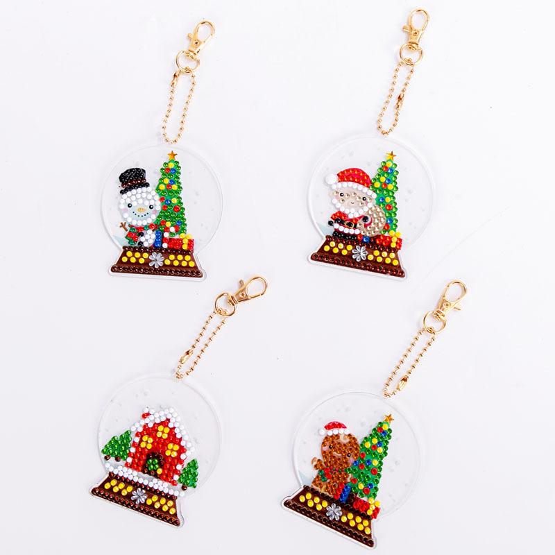 Special-Shaped Brick Diamond Painting Keychain Diy Christmas Series Cartoon Decorative Small Pendant