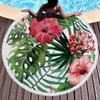 Telo Mare Rotondo Coperta Oversize Foglia di Palma Stile Tropicale Stampa Fenicottero Microfibra Grande Asciugamano Rotondo Picnic Asciugamano Assorbente