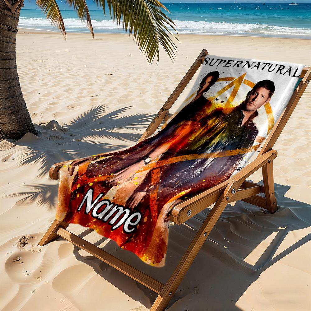 Supernatural Journey Together Customizable Name Beach Towel Super Soft Microfiber Quickdry Fabric