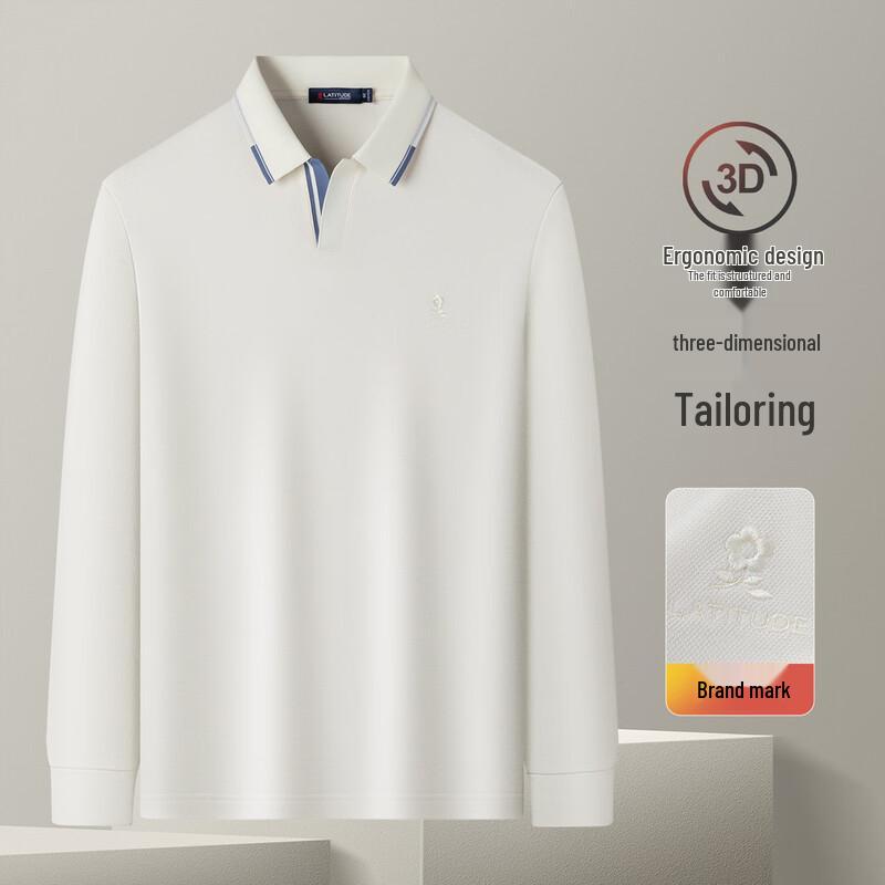 MONTAGUT Men's Brushed Silk Blend Long Sleeve Polo Shirt