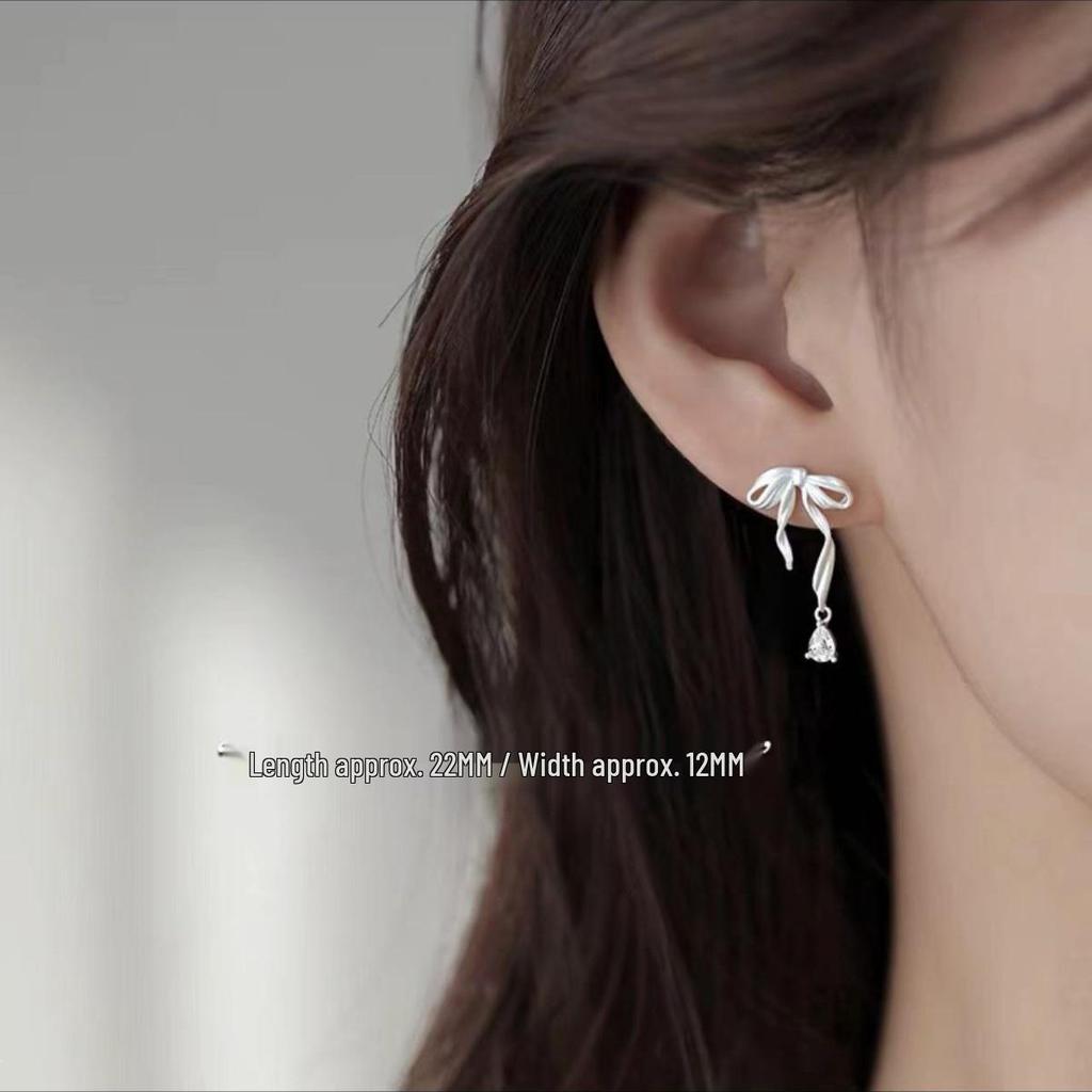 2024 Light Luxury Bow Ear Studs: 925 Sterling Silver, Niche Earrings for Women