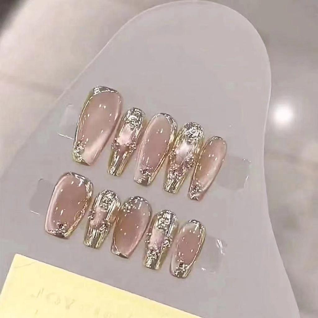 Tragefertige Nagelkunst Rosa Farbe Cat Eye Vintage Stil 375 Göttin Mädchen Kleine Größe S