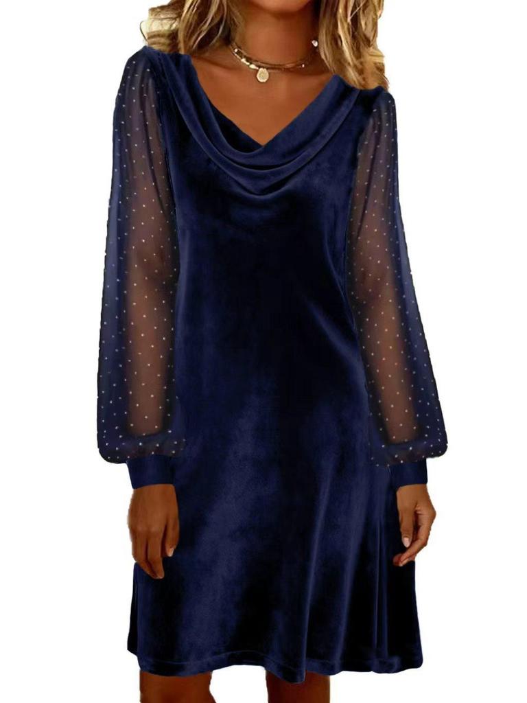 2026 Spring European & American Women's Solid Color V-Neck Mesh Puff Top