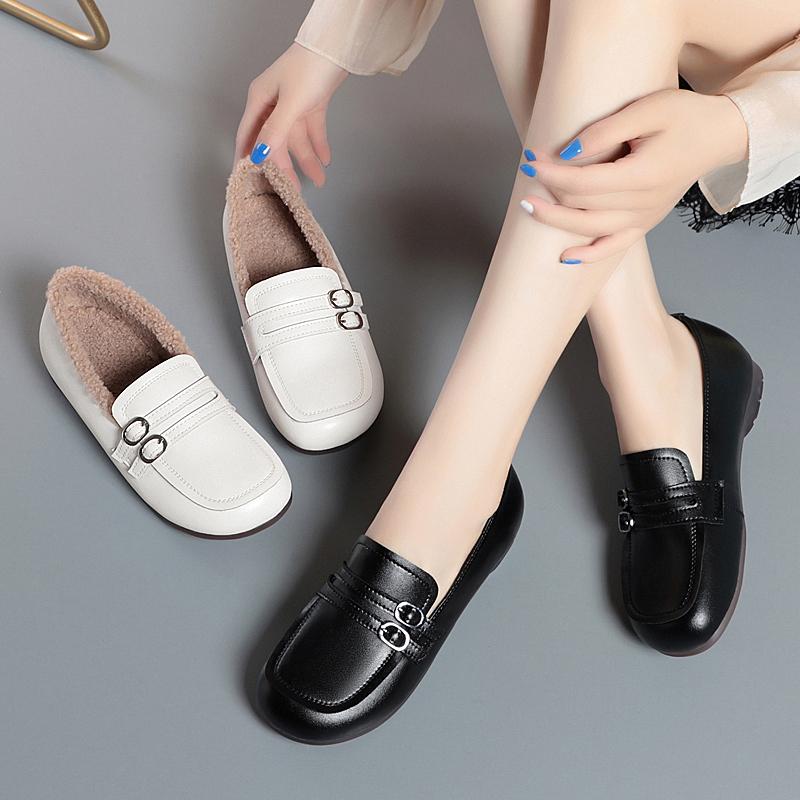 Fashion AIYUQI Women Loafers Fall 2025 New Flat Casual British Style Fur Shoes Ladies Large Size 41 42 43 Shoes Women