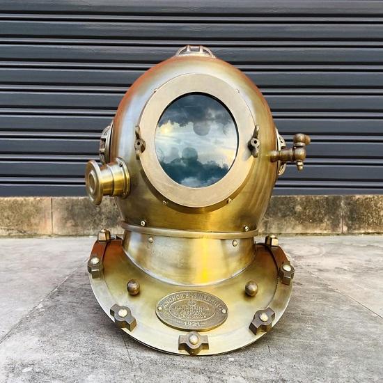 Brass Deep Sea Diving Helmet  Anchor Engineering 1921 Replica Nautical Diver Helmet  Maritime Home  Office Decor