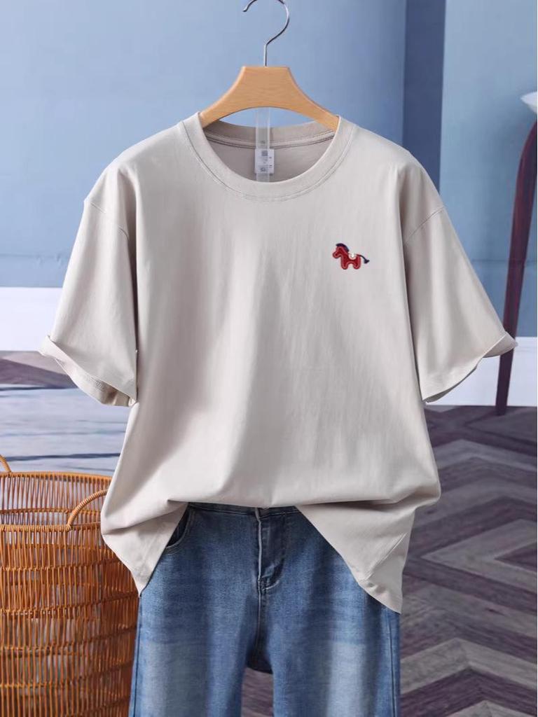 2026 Year of the Horse Embroidered Cotton Unisex Short Sleeve Tee