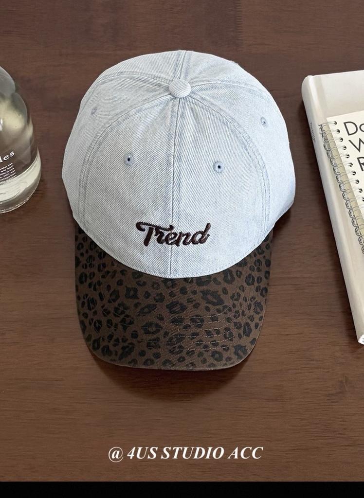 Spring and Summer New Denim Style Embroidered Baseball Cap Men Leopard Print Fashion Casual Sun Baseball Cap Women