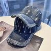 New  Trendy Spring Autumn Adult Men Women Denim Diamond Baseball Cap Casual Fashion Duckbill Caps Sun Hats Strap Adjustable