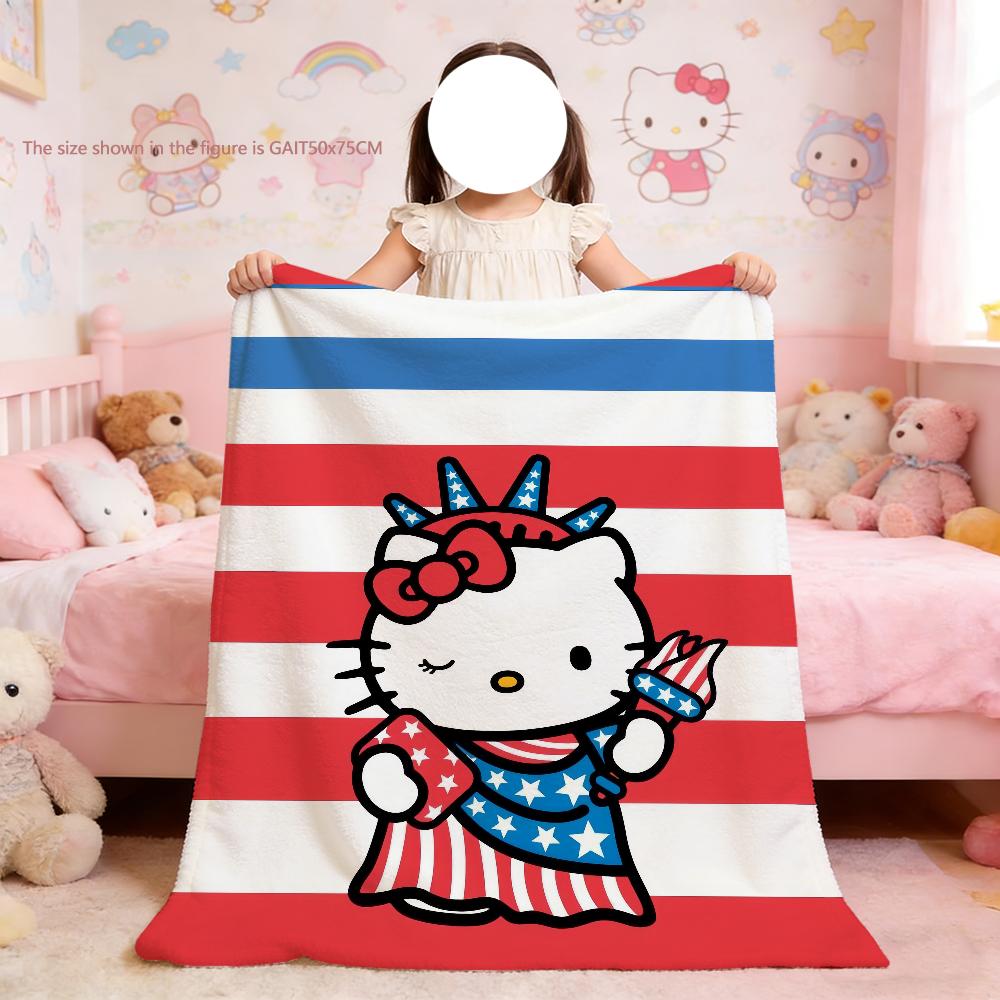 K-KittyS Cartoon Art Cute Hello Blanket For Soft Throw Blanket for Picnic Bed Sofa Home Bedroom Cozy Warm Comfortable