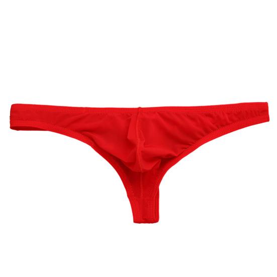 Men Briefs Elastic Solid Color T-shaped Thong Ice Silk Low Waist Quick Dry