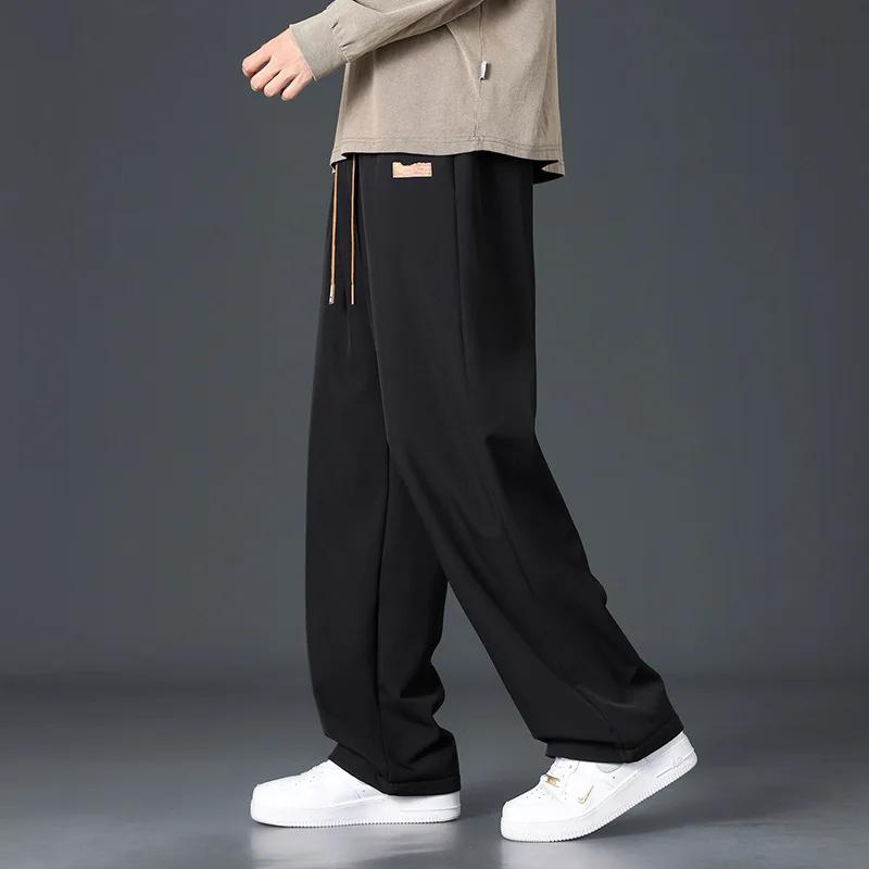 Men Autumn Winter Thick Fleece Warm Trousers Drawstring Cropped Pants Men Add Velvet Casual Loose Drape Sweatpants Sports Slacks