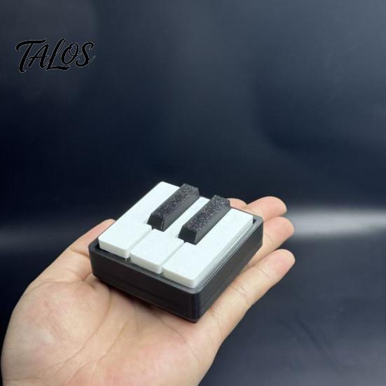 Piano Keychain 2Pcs Pendant, 3D Printed Mini Keys Stress Relief Toy, Smooth Buttons Musical Key Chain with Metal Ring, Black White Design Gift