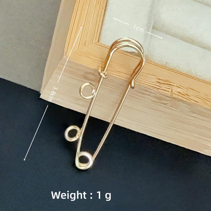 Colorfast Electroplated Safety Pin Brooch with Loop Holder for Sweaters and Pants