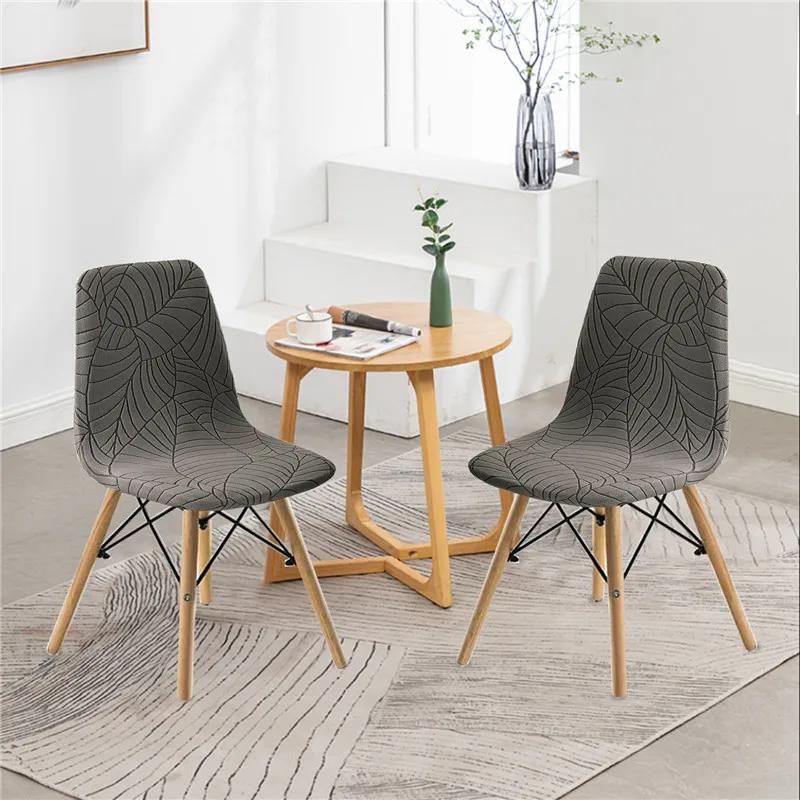 1Pc Elastic Shell Chair Cover Solid Color Anti-Dirt Chair Slipcover Eaves Jacquard Dining Chair Case Dining Room El Banquet
