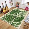 Green Tropical Leaves Area Rug, Non Slip Washable Floor Mat Decorative Plant Themed Carpet for Living Room Bedroom Minimalist