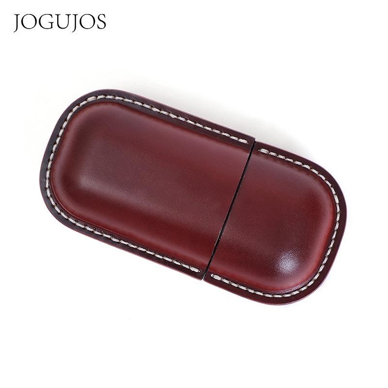 JOGUJOS Genuine Leather Glasses Case Retro Sunglasses Sunglasses Universal Cowhide Glasses Bag Portable Anti-pressure Glasses Case