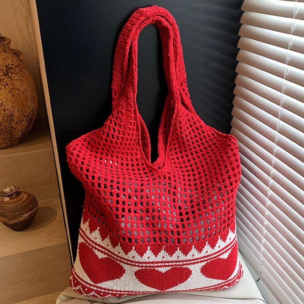 Boho Crochet Bag Leisure Weave Shoulder Bag Fashion Knitted Tote Bag Summer