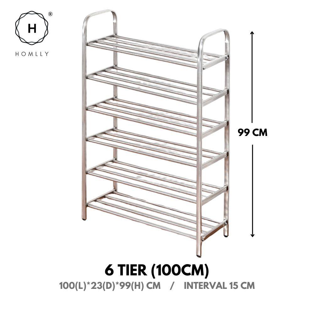 Homlly Tonii Stainless Steel Shoe Rack (2/3/4/5/6 Tier)