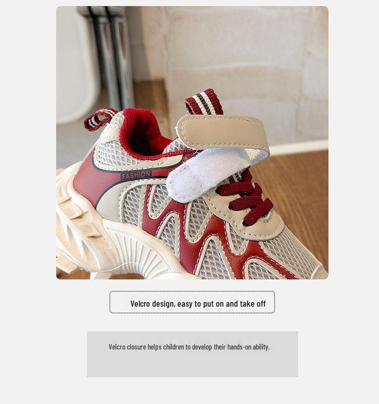 Kids' 2026 Spring Breathable Mesh Running Shoes - Trendy Sports Sneakers for Middle School Students