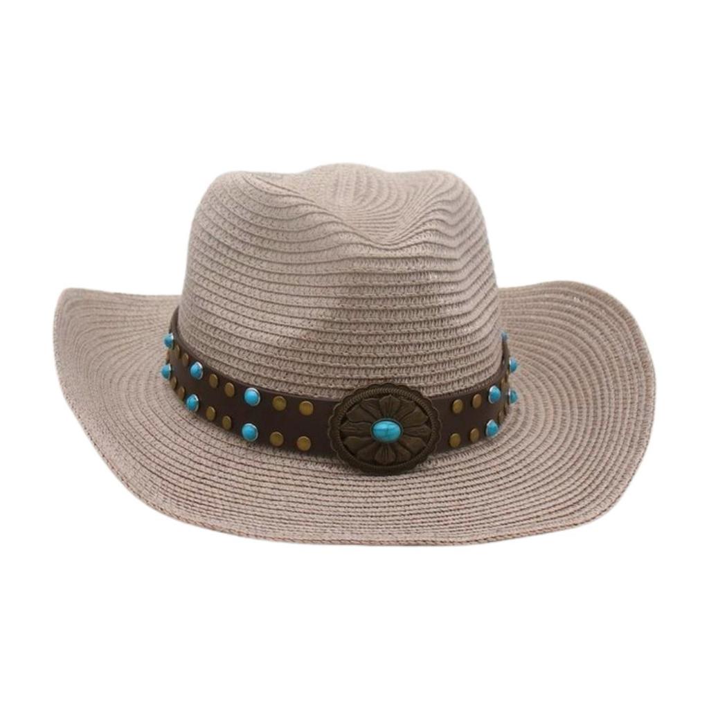 Western Cowboy Hat Famous Wind Beach Travel Straw Hat Hand-Woven Breathable Straw Hat