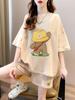 Pure Cotton Short Sleeve Short Pants Suit Women's Summer Plus Size Plus Size Ladies Loose Fashion Casual Sports Style Wear a Set of Fashion