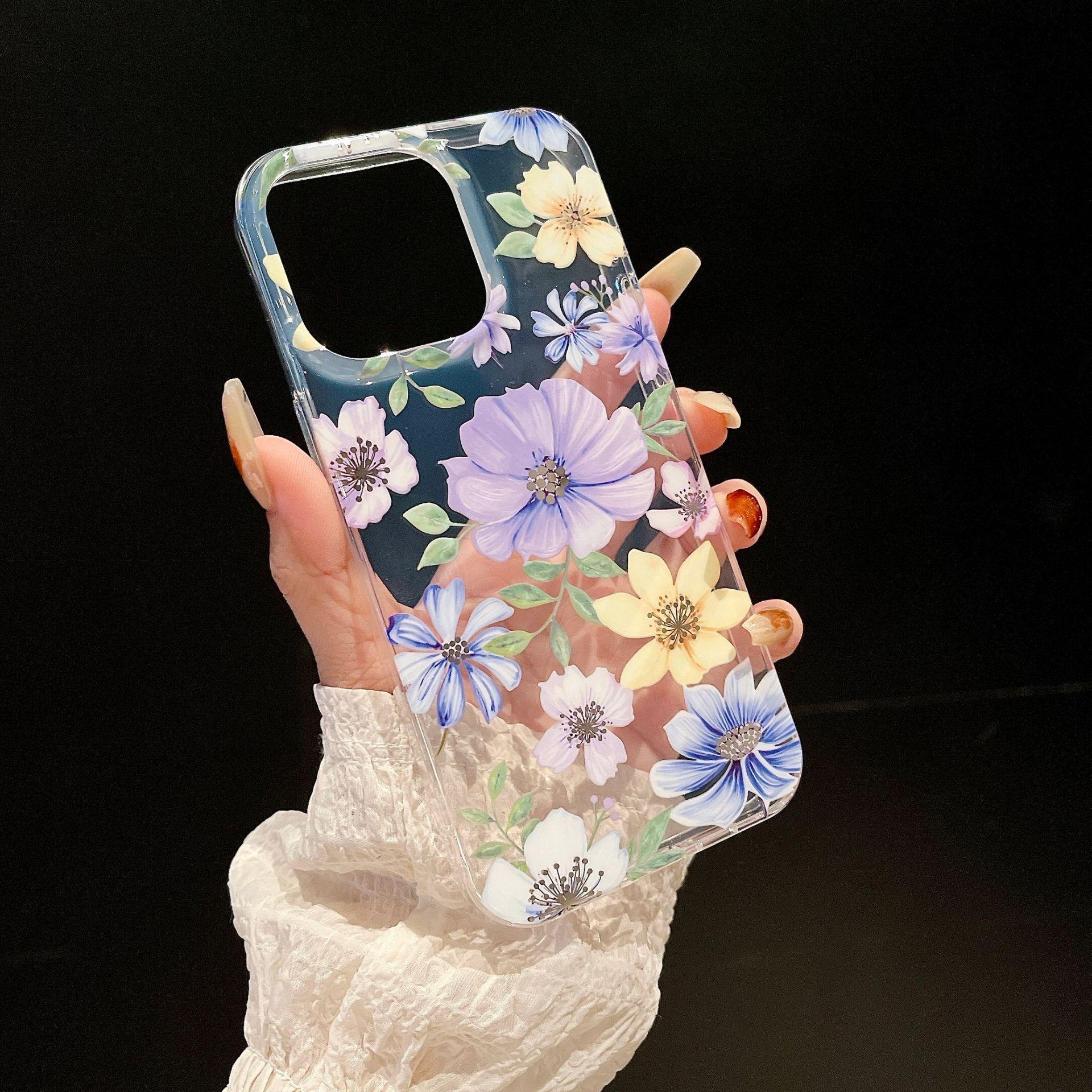 

Гальванизированный симфонический цветок, подходящий для Apple 16promax, чехол для мобильного телефона Imd, двухслойный защитный чехол для iPhone15 13/14 12ProMax (6.7 inches)