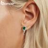 BAMOER Platinum Plated Green Cubic Zirconia 925 Silver Hoop Earrings, Elegant Solitaire Round Huggie Fashion Earrings