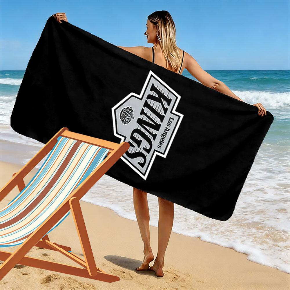 Los Angeles Kings Logo Design Patterned beach towel quick dry perfect for travel outdoor sports jogging the beach and swimming