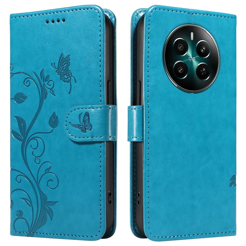 For Realme Narzo 70 5G/Narzo 70 Pro 5G/P1 5G/12 4G/12+ 5G PU Leather Cases Flower Pattern Wallet Stand Phone Cover with Strap