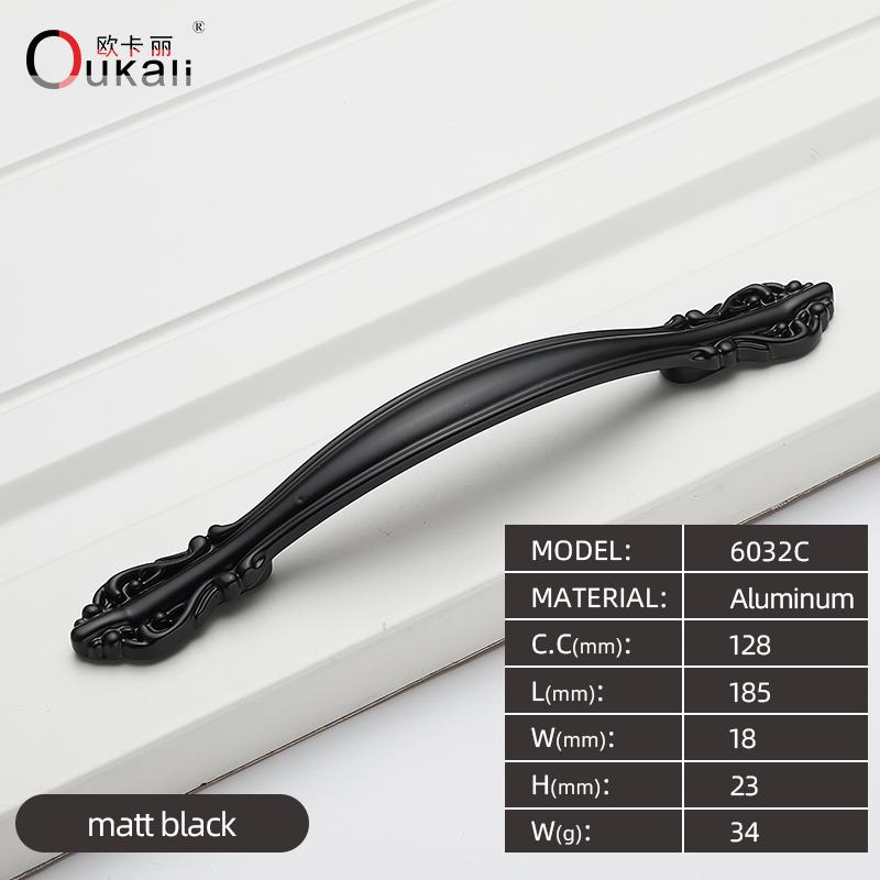 128mm Home Hotel Italian Aluminium Alloy Black Color Furniture Handles Drawer Kitchen Cabinet Bookcase Hardware Cabinet Pulls