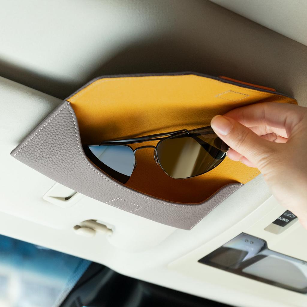 COGURE Car Eyeglass Sunglasses Sun Visor Genuine Magnetic Easy Compatible with Most Car Sun Luxury Stylish Includes Dedicated Ivory Case, Holder,